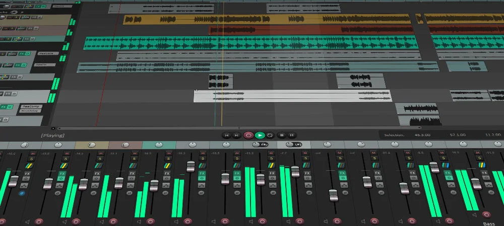REAPER 7 audio and MIDI editing interface